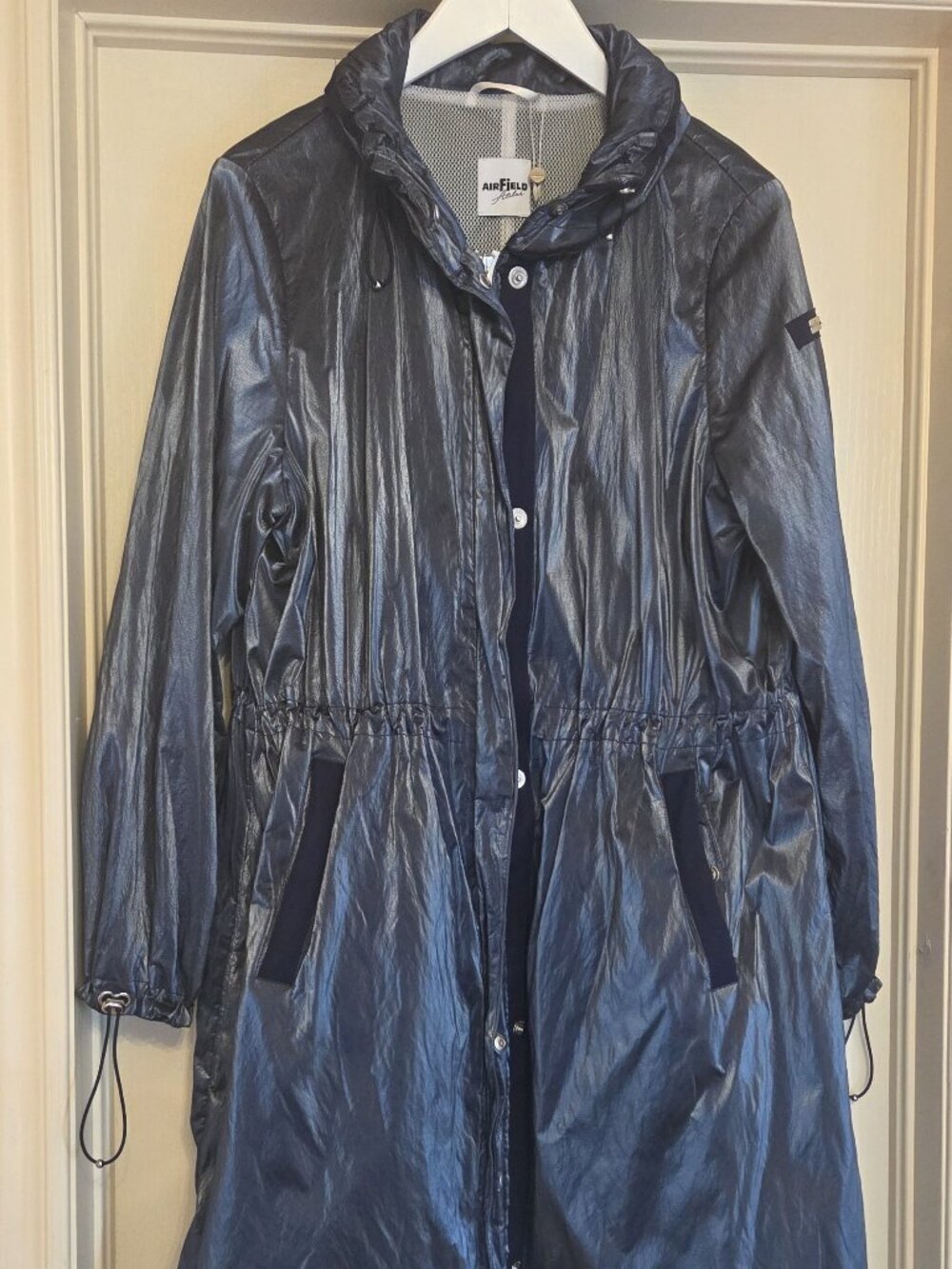AIRFIELD, LONG METALLIC BLUE COAT, SIZE 44